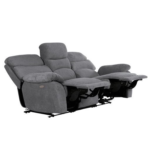 Sofá 3 lugares 2 assentos relax elétricos ESPRIT cinza escuro