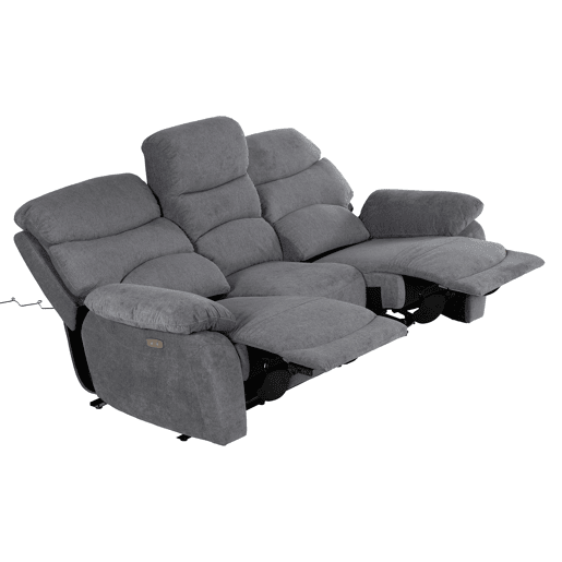 Sofá 3 lugares 2 assentos relax elétricos ESPRIT cinza escuro