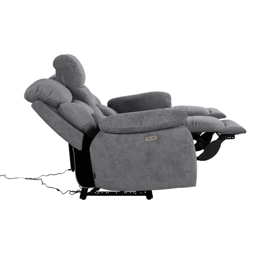 Sofá 3 lugares 2 assentos relax elétricos ESPRIT cinza escuro