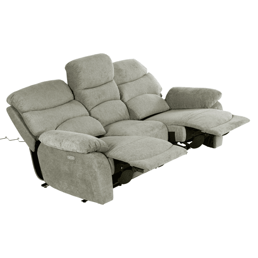 Sofá 3 lugares 2 assentos relax elétricos ESPRIT cinza bege Sofá 3 lugares 2 assentos relax elétricos ESPRIT cinza bege