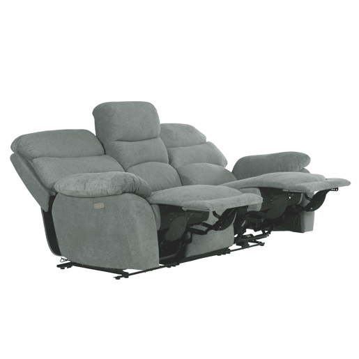 Sofá 3 lugares 2 assentos relax elétricos ESPRIT cinza verde