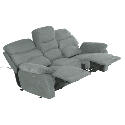 Sofá 3 lugares 2 assentos relax elétricos ESPRIT cinza verde