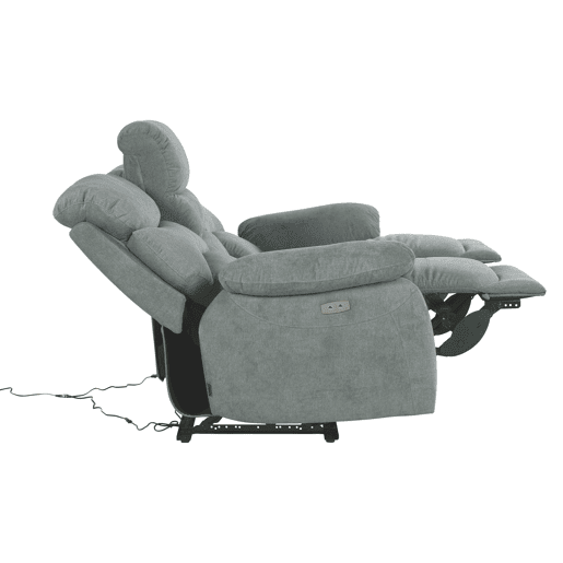 Sofá 3 lugares 2 assentos relax elétricos ESPRIT cinza verde