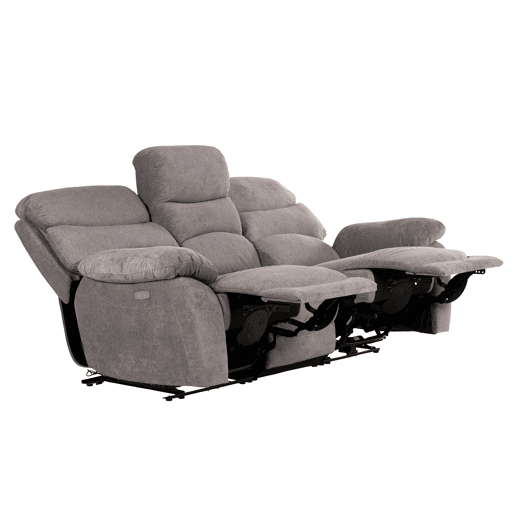 Sofá 3 lugares 2 assentos relax elétricos ESPRIT cinza vison