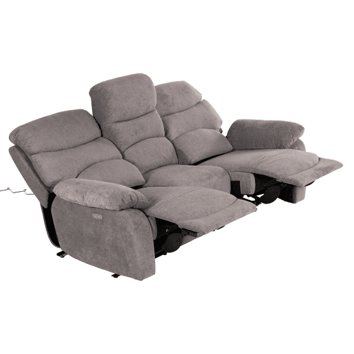 Sofá 3 lugares 2 assentos relax elétricos ESPRIT cinza vison