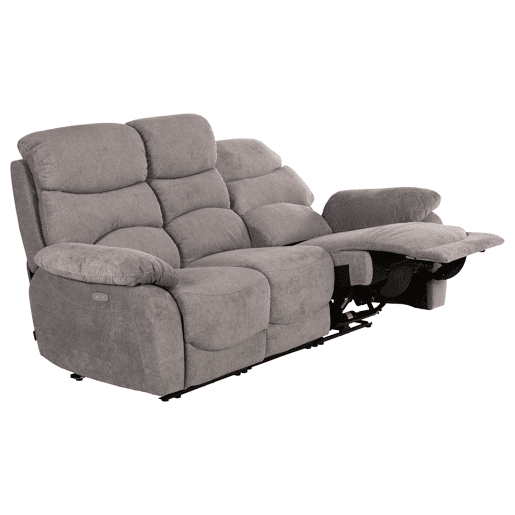 Sofá 3 lugares 2 assentos relax elétricos ESPRIT cinza vison
