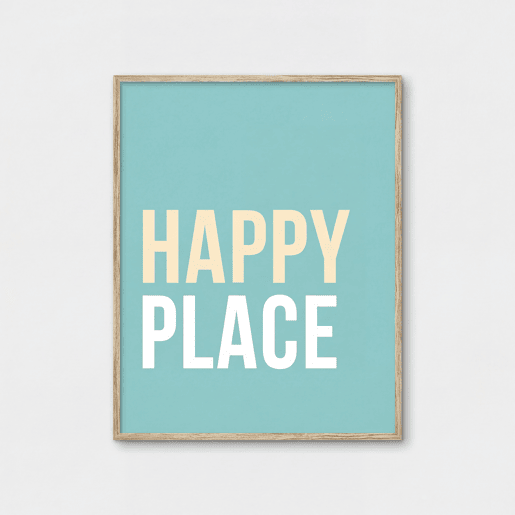 Pintura arte deco HAPPY PLACE 50x40cm marca MARCOMUEBLE