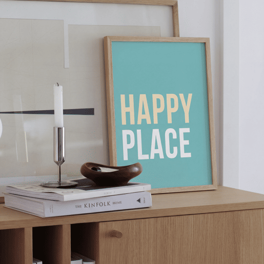 Pintura arte deco HAPPY PLACE 50x40cm marca MARCOMUEBLE