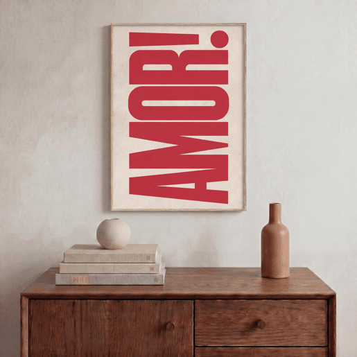 Pintura arte deco AMOR ROJO 50x70cm marca MARCOMUEBLE