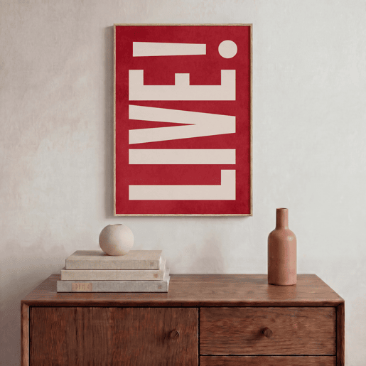 Pintura arte deco LIVE vermelha 50x70cm marca MARCOMUEBLE