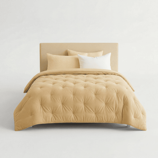 Colcha de veludo de poliéster MILA cama 140160cm cor bege