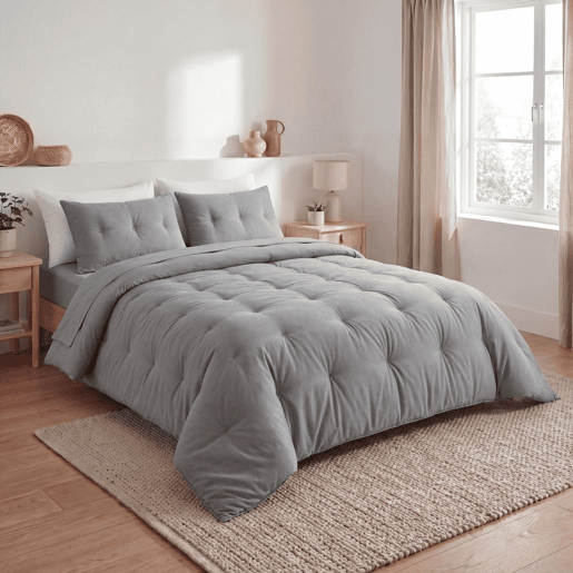 Colcha de veludo de poliéster MILA cama 90cm cor cinzento escuro