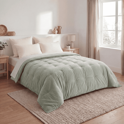 Colcha de veludo de poliéster MILA cama 140160cm cor verde