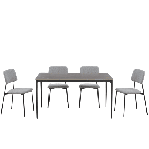 Conjunto de jantar com 1 mesa e 4 cadeiras STONE cinza