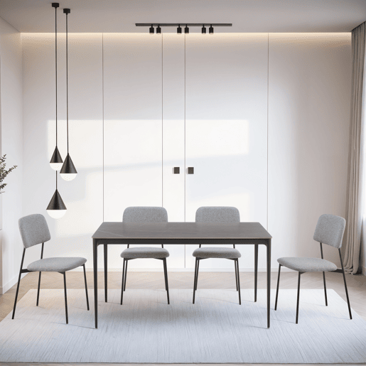 Conjunto de jantar com 1 mesa e 4 cadeiras STONE cinza