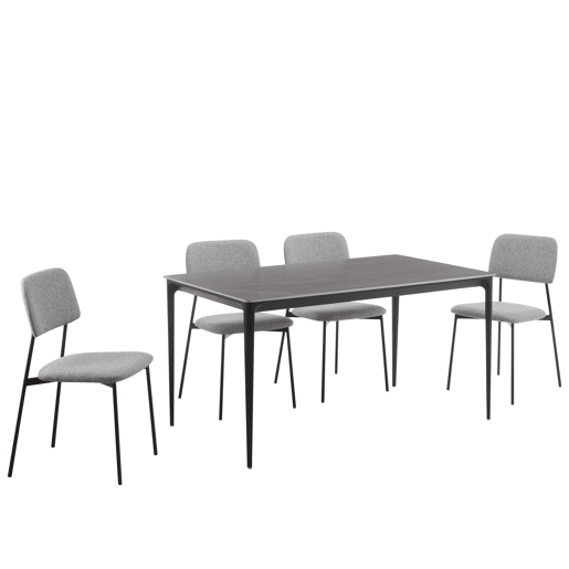 Conjunto de jantar com 1 mesa e 4 cadeiras STONE cinza