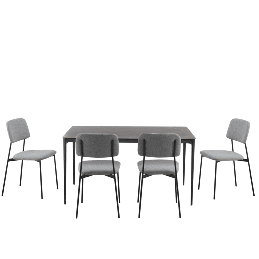 Conjunto de jantar com 1 mesa e 4 cadeiras STONE cinza