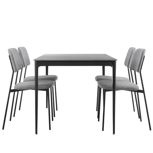 Conjunto de jantar com 1 mesa e 4 cadeiras STONE cinza