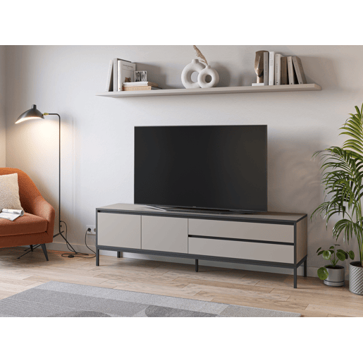 Móvel de TV 180cm creme e preto LORENZA