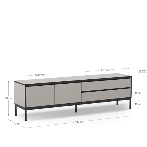 Móvel de TV 180cm creme e preto LORENZA