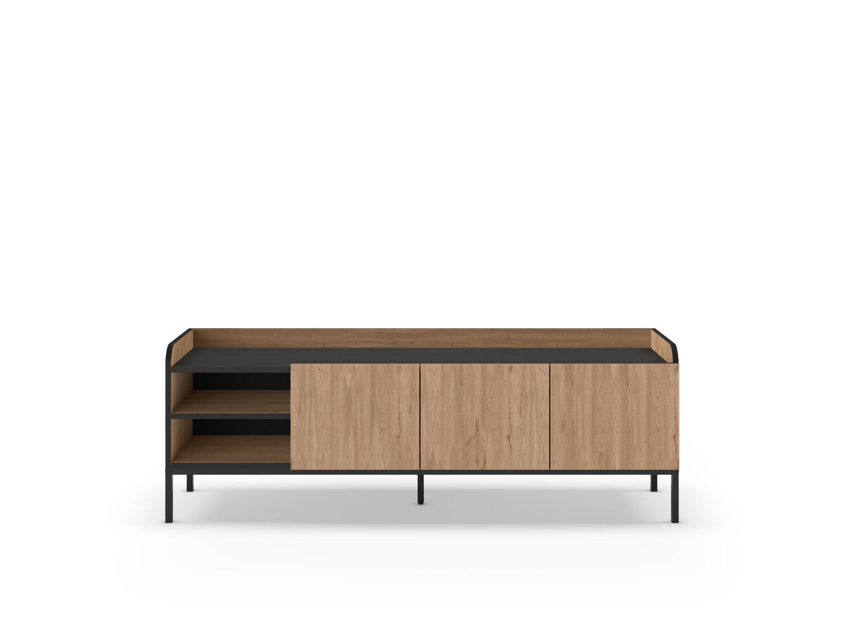 Mueble tv 160cm roble y negro adara