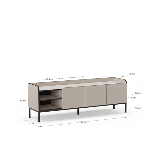 Móvel de TV 160cm creme e preto ADARA Móvel de TV 160cm creme e preto ADARA