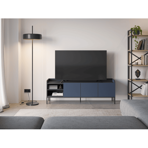 Móvel de TV 160cm azul e preto ADARA Móvel de TV 160cm azul e preto ADARA