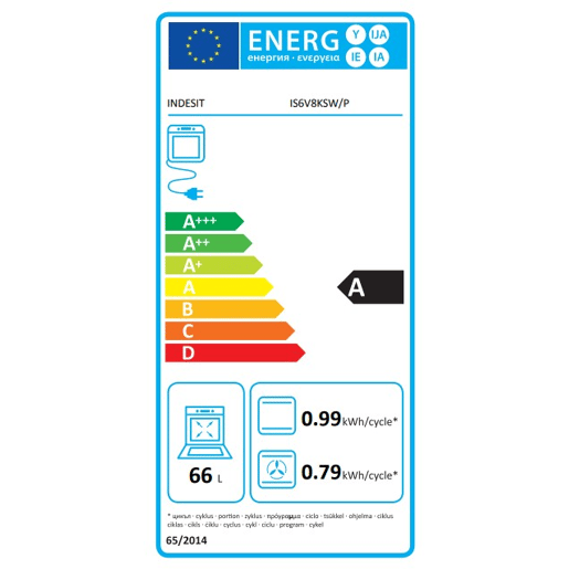 Fogão INDESIT IS6V8KSWP vitrocerâmica 66 litros 60cm