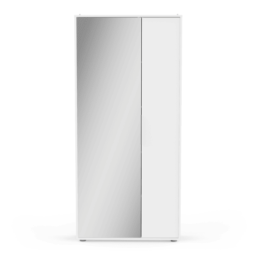 Roupeiro e sapateira EBONY 83x178cm branca 2 portas e 1 espelho