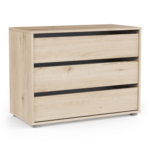 Cómoda BOX II 3 gavetas 80cm carvalho