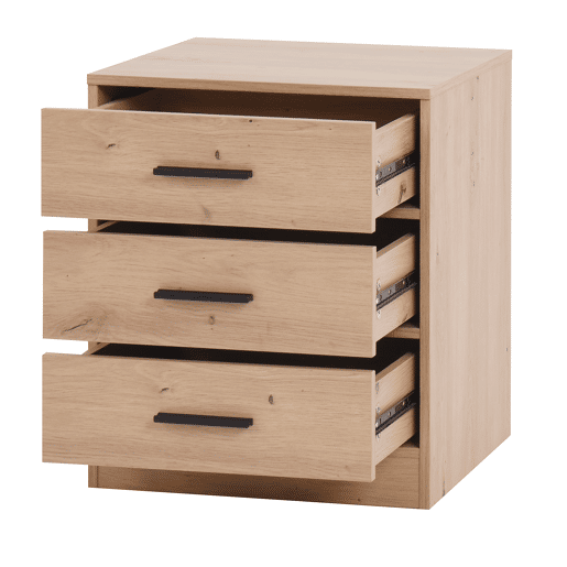 Mesa de cabeceira NELS com 3 gavetas carvalho