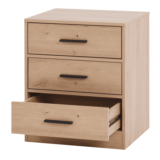 Mesa de cabeceira NELS com 3 gavetas carvalho