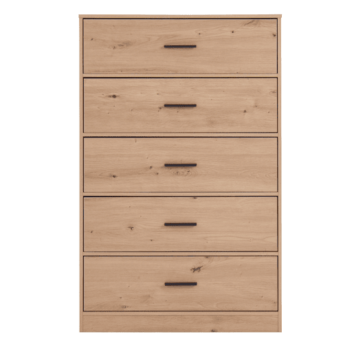 Cómoda NELS com 5 gavetas carvalho