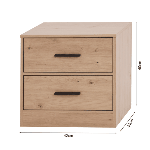 Mesa de cabeceira NELS com 2 gavetas carvalho
