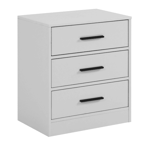 Mesa de cabeceira NELS com 3 gavetas branco
