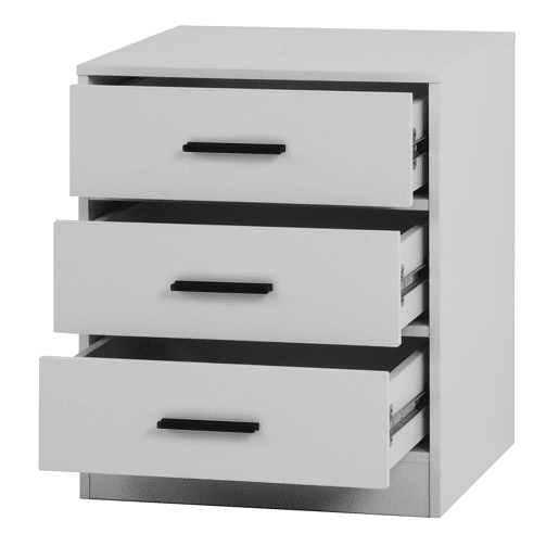 Mesa de cabeceira NELS com 3 gavetas branco