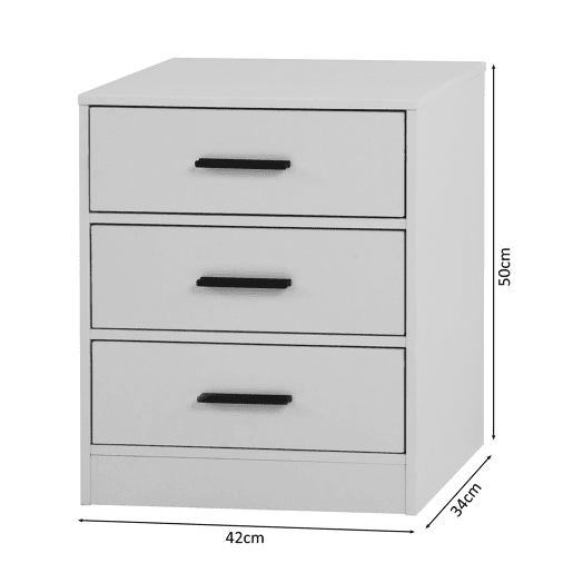 Mesa de cabeceira NELS com 3 gavetas branco Mesa de cabeceira NELS com 3 gavetas branco