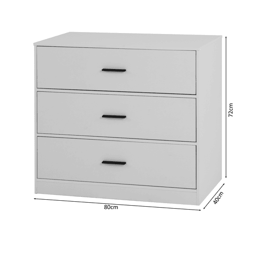 Cómoda NELS com 3 gavetas branco Cómoda NELS com 3 gavetas branco