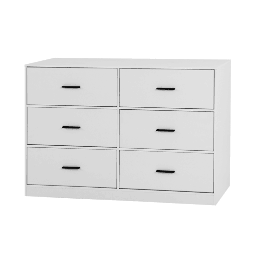 Cómoda dupla NELS com 6 gavetas branco