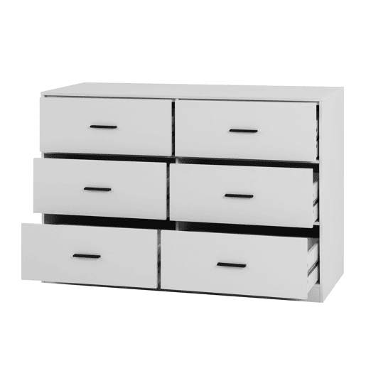 Cómoda dupla NELS com 6 gavetas branco