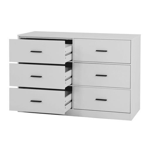 Cómoda dupla NELS com 6 gavetas branco