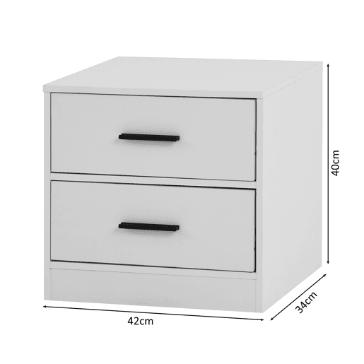 Mesa de cabeceira NELS com 2 gavetas branco Mesa de cabeceira NELS com 2 gavetas branco