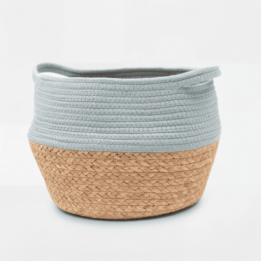 Cesta de fibra vegetal e algodão BAILEN azul