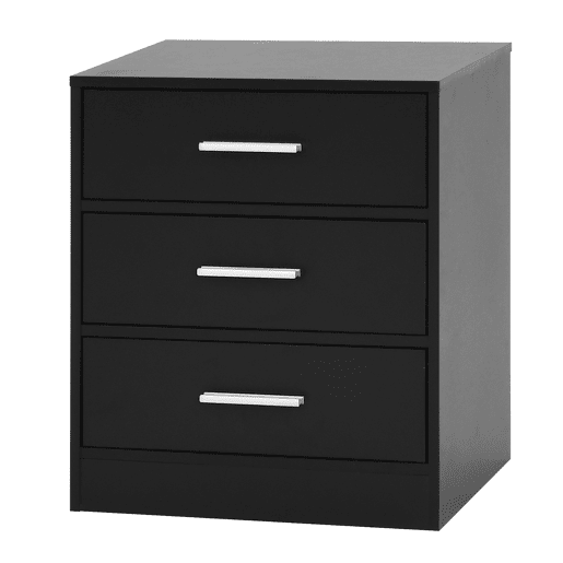 Mesa de Cabeceira NELS com 3 gavetas preta