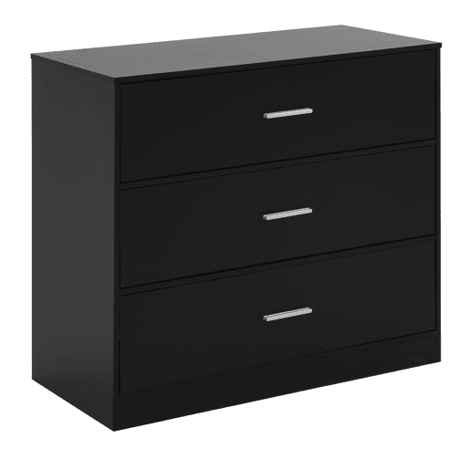 Cómoda NELS com 3 gavetas preto