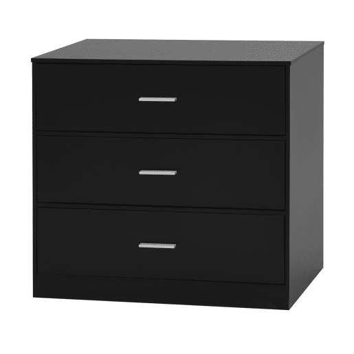 Cómoda NELS com 3 gavetas preto