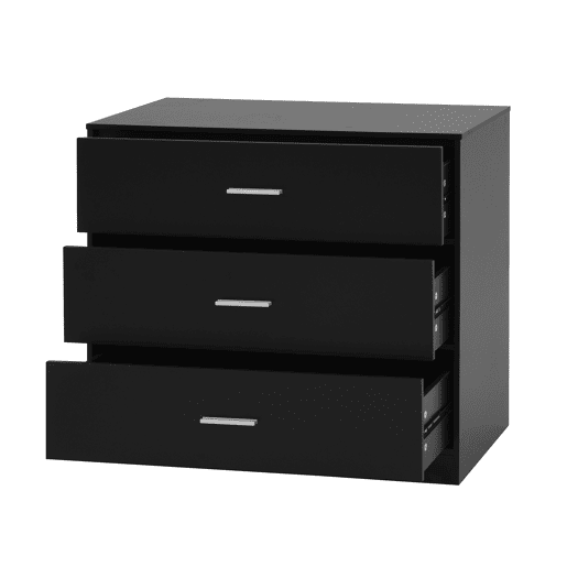 Cómoda NELS com 3 gavetas preto