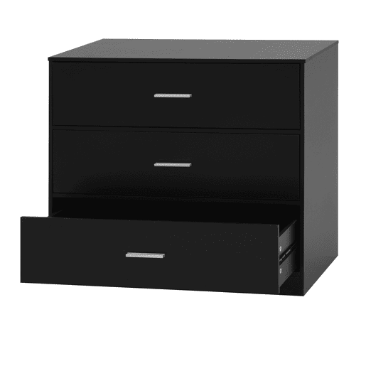 Cómoda NELS com 3 gavetas preto