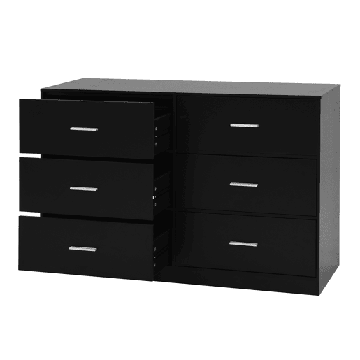 Cómoda dupla NELS com 6 gavetas preto