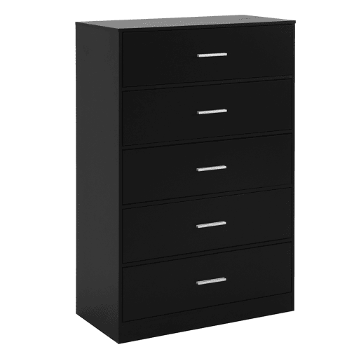 Cómoda NELS com 5 gavetas preto
